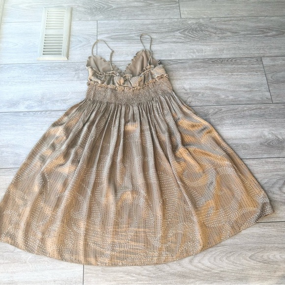 Bcbgmaxazria Pure Silk Ruffles Polka Dots SPAGHETTI Straps Dress - Picture 9 of 13